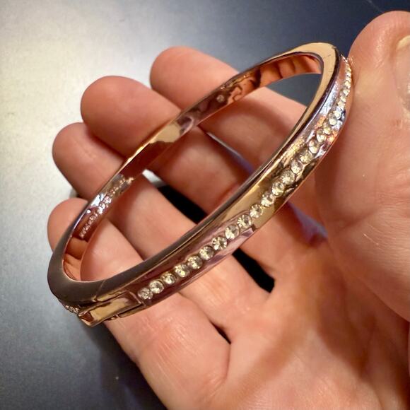 Kate Spade New York Jewelry - Kate Spade New York Pave Rose Gold Hinged Bangle Bracelet